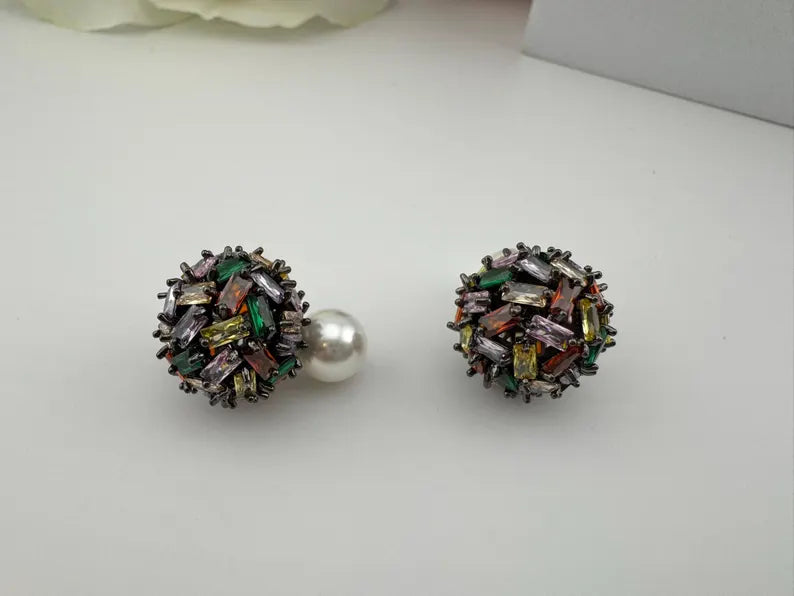 Premium Unique Cubic Zirconia Studs with Pearl Backing