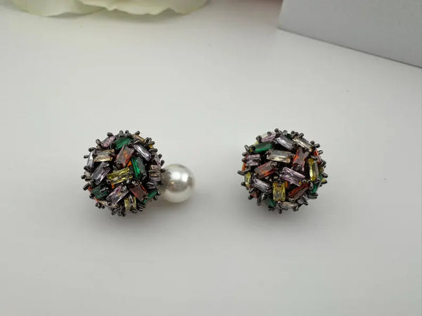 Premium Unique Cubic Zirconia Studs with Pearl Backing