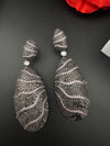 Premium Nano Setting Cubic Zirconia Victorian Long earrings in Dangle Drop shape, designer Inspired Statement long drop dangle earrings