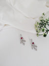 Ruby Swarovski Crystals and CZ Diamond all over Necklace Set, White Gold Plated set