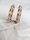 Pearls, Pachi Kundan, Moissanite Kundan, CZ, Openable Bracelet Bangle set of 2, Gold Polish