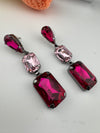 Premium Crystal Long Drop Swarovski inspired designer earrings/Indian earring/Bridal Jewelry/Grey Crystal/Pink Crystals