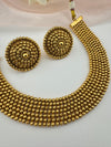 Gold plated brass contemporary necklace set, Indian Bridal Jewelry set
