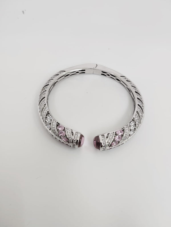 Openable Cuff bracelet with Stones, American Diamonds, crystal stones, CZ, Fits size upto 2.6"