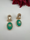 Green and Gold Kundan, Doublet Stone Chandelier Drop Earrings, Bridal, Moissanite, CZ, Designer jewelry