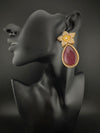 CZ and Gold, Doublet Stone Chandelier Drop Earrings, Bridal, Designer jewelry