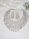 Swarovski Crystals and CZ Diamond multi Layer Necklace Set, White Gold Plated set