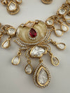 Kundan, Moissanite, MOP, CZ Flexible Gold necklace set, Indian Bridal Jewelry
