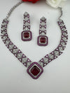 Ruby Nano Setting CZ Diamond Statement collar Necklace Set, White Gold Plated Choker
