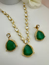 Kundan, Polki, CZ, Doublet Stones Golden necklace set, kundan haar, everyday wear jewelry