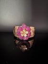 Moissanite Kundan, CZ Nano Setting Cuff Bracelet Bangle, Gold Polish Bangle (Fits 2.6" Diameter)