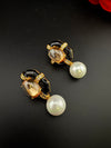 Designer inspired Enamel and Stone Pearls drop earrings, Statement jewelry, Indian Jewelry, Drop and Studs earrings, Bridesmaid Gift