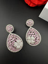 Premium Nano Setting of Cubic Zirconia in silver is designer Inspired Statement Drop Dangle earring/Unique Indian, Bridal, bridesmaid gift