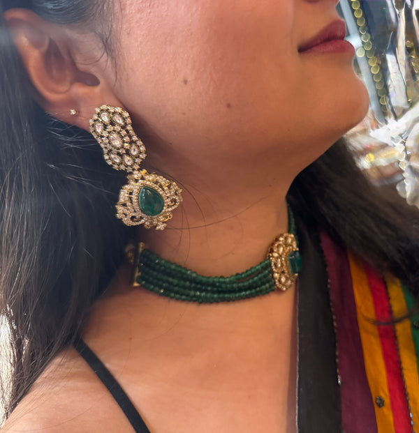 CZ, Kundan, Doublet Stone Chandelier Drop Earrings, Bridal, Moissanite, Designer jewelry