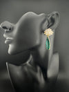 Cubic Zirconia, Diamond, Crystal stone, Gold Polish Designer inspired Dangle earrings, Indian Jewelry