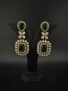 Green and Gold Kundan, Stone Chandelier Drop Earrings, Bridal, Moissanite, CZ, Designer jewelry