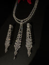 Crystals and CZ Diamond Statement double Layered Necklace Set, White Gold Plated Choker set