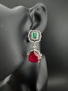 Cubic Zirconia, Doublet stone, Enamel, Designer inspired Dangle earrings, Indian Jewelry