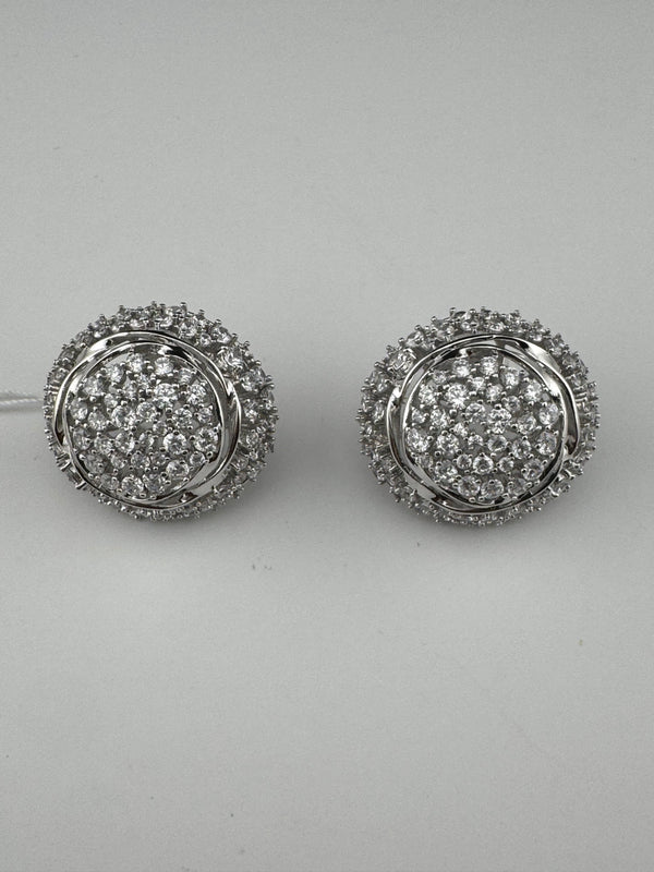 Pearls, Cubic Zirconia, Diamond unique setting Designer stud earrings, Indian Jewelry