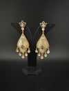 CZ and Gold, Mother of Pearl Chandelier Drop Earrings, Bridal, MOP Designer jewelry