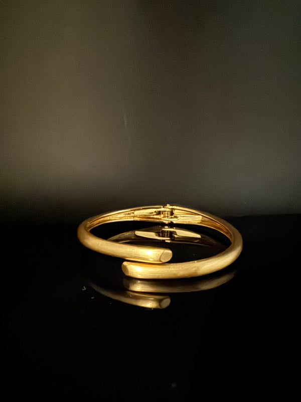 Brushed finished Gold Cuff Bracelet Bangle, Anti Tarnish, fits sizes upto 2.6"