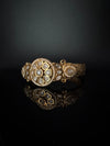 Moissanite Kundan, Pearl, CZ Designer Bracelet Bangle, Matt Gold Polish (Fits upto 2.6" Wrist)