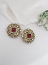 Kundan, Doublet stone, cubic zirconia Big Stud Earrings, designer Inspired, Indian jewelry