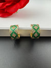Cubic Zirconia and Enamel hoops, Indian jewelry, everyday lightweight earrings/Bridesmaid Gift/designer hoops/Small Statement hoops