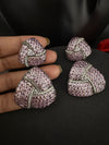 Premium Nano Setting Cubic Zirconia, Lavender Crystal stones in Unique setting is Victorian stylish designer Inspired Statement long earring