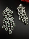 Premium Nano Setting Cubic Zirconia Long Chandelier earrings in Drop shape, stylish, designer Statement long earring/Bridal Bridesmaid