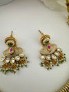 Rajwadi kundan, Enamel, stones, pearls Gold necklace set, Indian Bridal Jewelry set