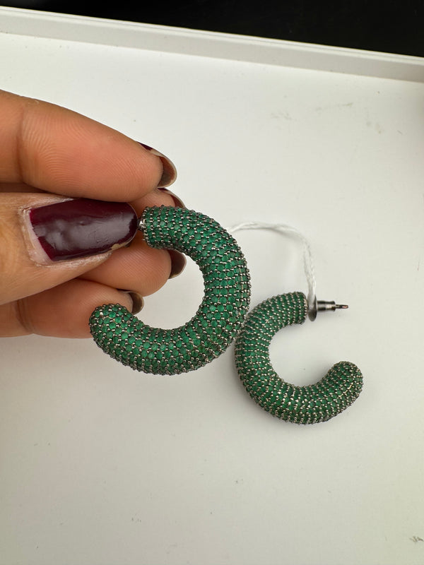 Pearls, Cubic Zirconia, Diamond nano setting Hoops earrings, Indian Jewelry