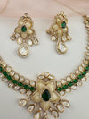 Kundan, Moissanite, MOP, CZ Flexible Gold necklace set, Indian Bridal Jewelry