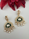 Gold and small pearls, Kundan, Cubic Zirconia Chandelier Chandbali Earrings, CZ, Designer jewelry