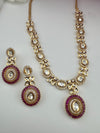 Cubic Zirconia, Kundan, Long Gold Necklace Set, Indian Bridal Rani Haar