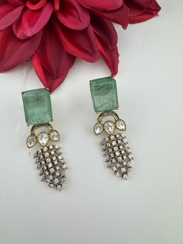 Cubic Zirconia, Kundan, Doublet Stone Chandelier Drop Earrings, Moissanite, CZ, Designer jewelry