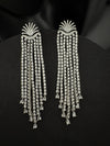 Premium Cubic Zirconia Chandelier extra long earrings, sun style long CZ tassel, Statement Long earring, Bridal, Party, Wedding jewelry
