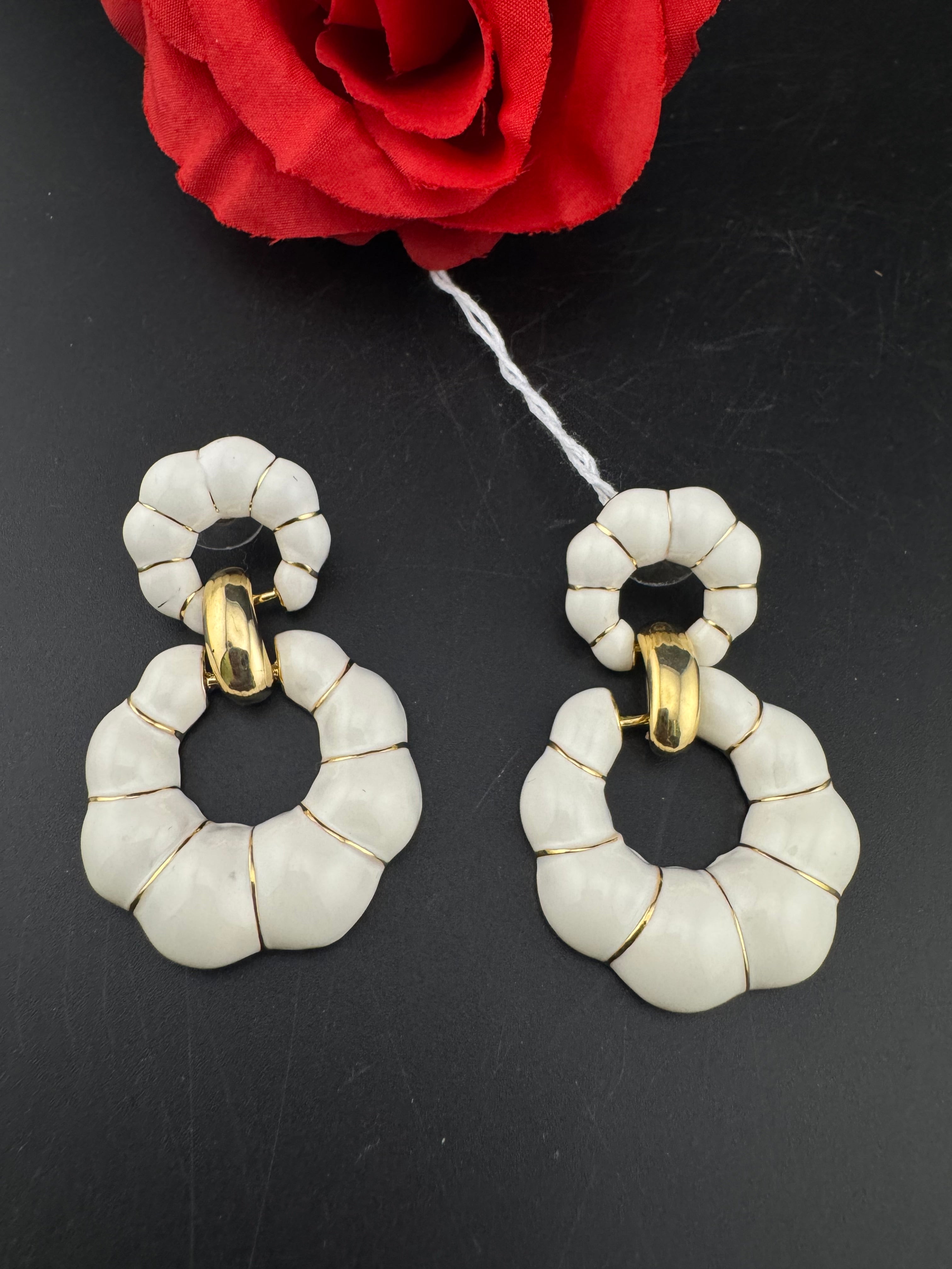High Quality Premium Enamel and gold Designer Drop Earrings
