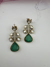 Designer inspired, Doublet stone uncut kundan and CZ chandbali Drop earrings, Indian Jewelry