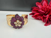 Moissanite Kundan, CZ Nano Setting Cuff Bracelet Bangle, Gold Polish Bangle (Fits 2.6" Diameter)