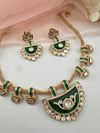 Kundan, Moissanite, MOP, CZ Flexible Gold necklace set, Indian Bridal Jewelry