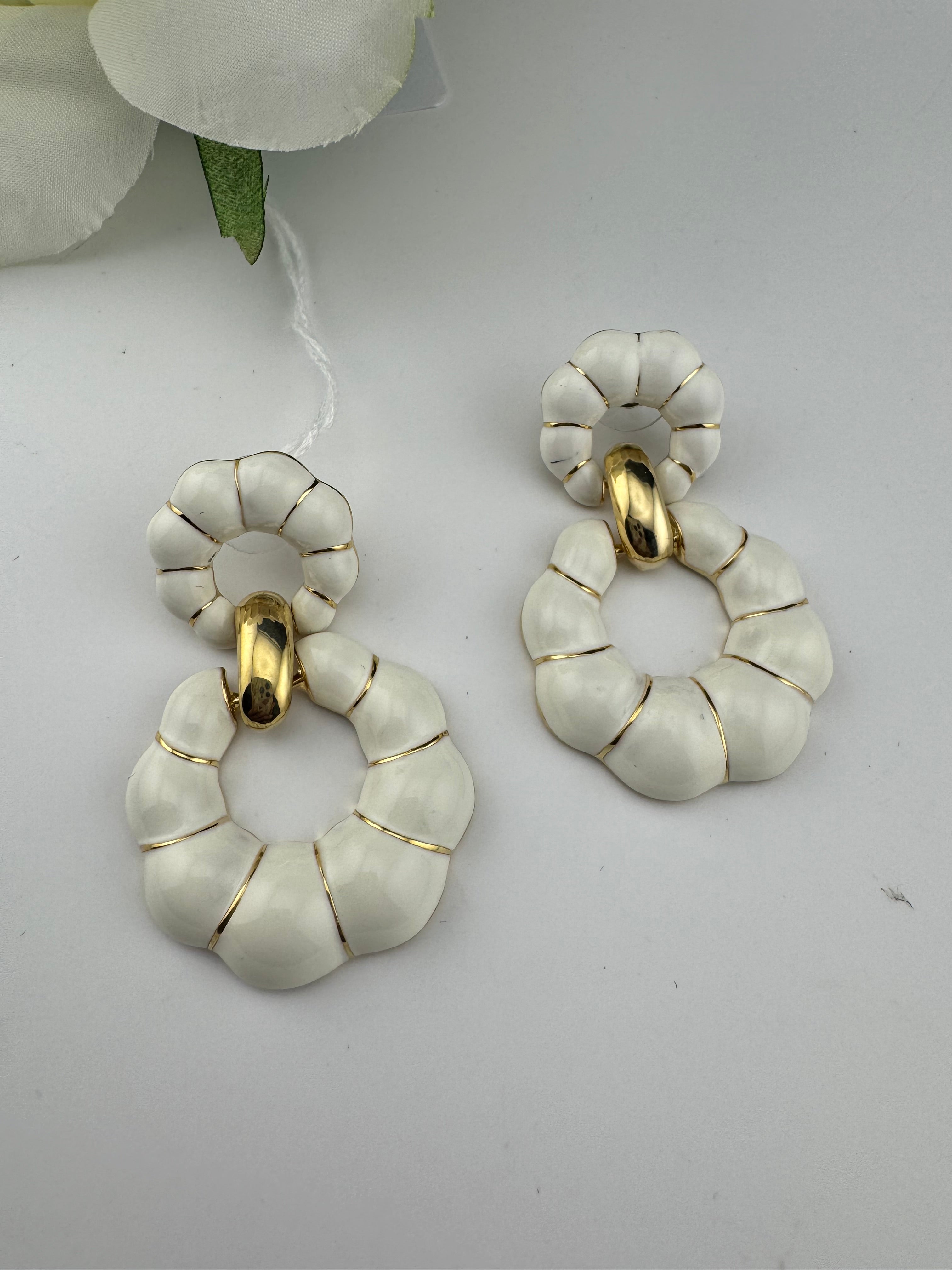 High Quality Premium Enamel and gold Designer Drop Earrings