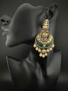 Green and Gold, pacchi Kundan, Pearls Chandelier Long Earrings, Bridal, Moissanite, CZ, Designer jewelry
