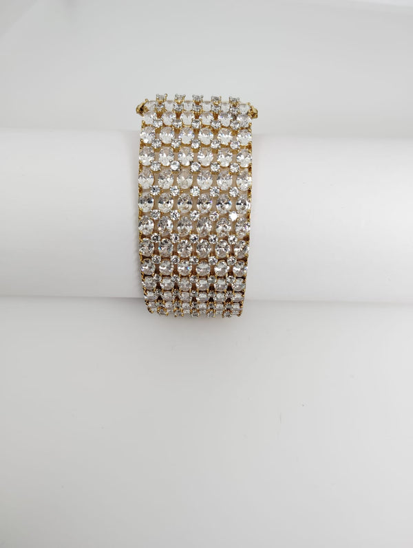 Openable Designer bracelet with American Diamonds, crystal stones, CZ, Fits size upto 2.6"