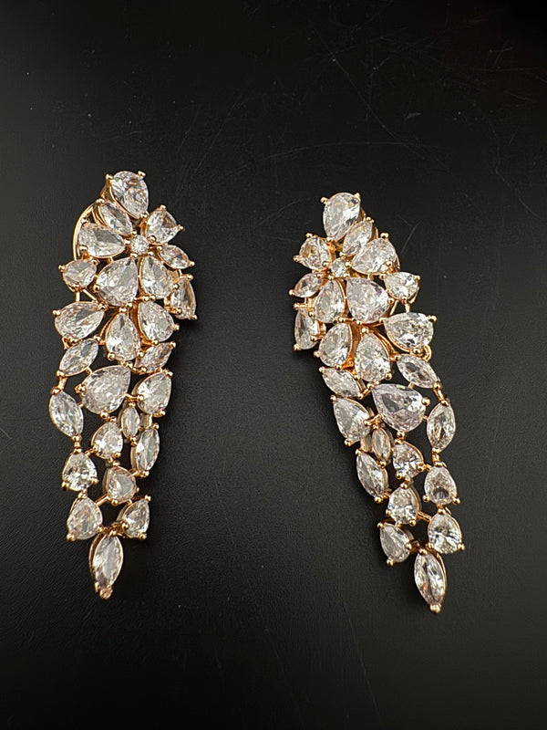 Premium Cubic Zirconia Chandelier Long earrings is designer Inspired, Statement Long earring, Bridal, Party, Wedding jewelry, Shiny