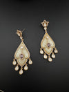 CZ and Gold, Mother of Pearl Chandelier Drop Earrings, Bridal, MOP Designer jewelry