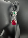 Cubic Zirconia, Doublet stone, Enamel, Designer inspired Dangle earrings, Indian Jewelry