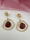 Amrapali inspired, Matt Gold with uncut kundan and CZ chandbali Drop earrings, Indian Jewelry