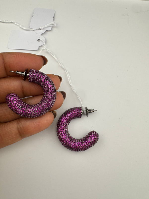 Pearls, Cubic Zirconia, Diamond nano setting Hoops earrings, Indian Jewelry