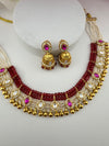 Rajwadi kundan Pearls Gold necklace set with jhumka, Indian Bridal Jewelry set